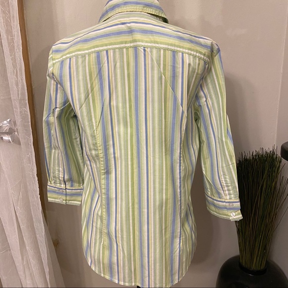 Button Down Striped Top with Matching Tank Top Set - Picture 2 of 7